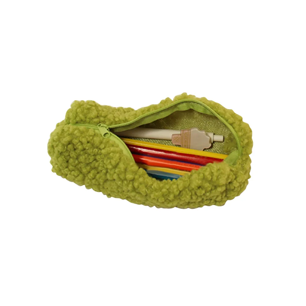 Pencil Case Pen Pouch Plush Kawaii Zipper Bags Cosmetic Make Up Organizer Pouch School Office Supplies(Beige)