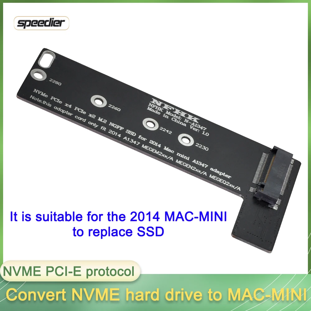 NGFF NVME Adapter Card for 2014 Mac Mini A1347 MEGEN2 MEGEM2 MEGEQ2 SSD NVMe PCIe M.2 NGFF SSD To 2014 Mac Mini