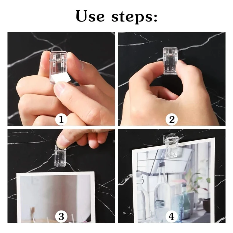 Auto-adesivos Clear Photo Clips, Light Clips para escritório, Natal, 100pcs