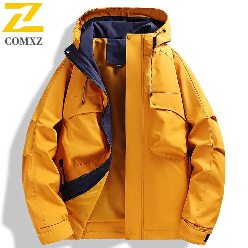 

2025 Spring Autumn Couple Jacket Fashion Classic Windproof Breathable Multi Pocket Hooded Windbreaker Outdoor Travel Hiking Coat