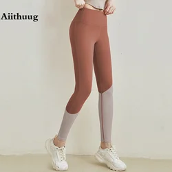 Aiithuug Plus rozmiar 3XL legginsy do jogi z wysokim stanem podnoszące pośladki spodnie do jogi kontrola brzucha Fitness legginsy do biegania Quik splatanie na sucho