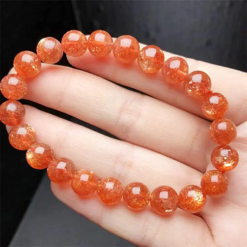 8.5mm Natural Gold Sunstone Bracelet Women Fashion Sweet Reiki Healing Energy Strand Girls Jewelry Gift 1PCS