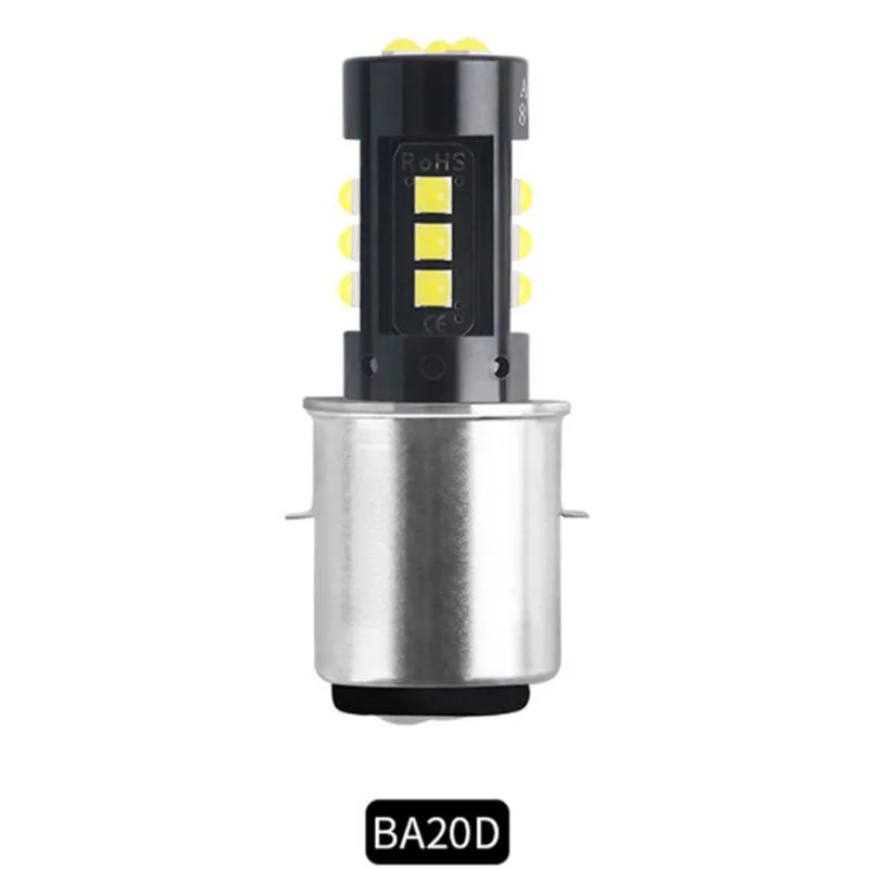 Motorcycle LED Headlight H4 BA20D P15D 12V 10W 1000LM White 6000K for Scooter Motorbike Tricycle Electric Vehicle