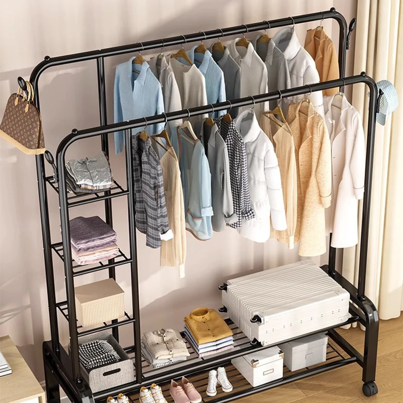 Minimalista Garment Black Clothes Hanger, Stand Secagem Rack, Varanda Designer Pole, Móveis Hall