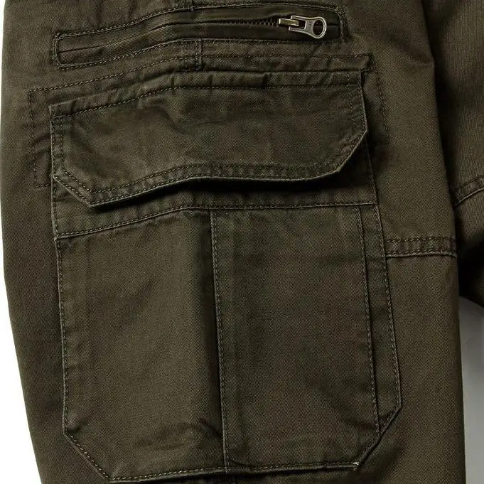 Men's Outdoor Casual Cotton Work Trousers Spring Autumn Large Size Multi-Pocket Straight Leg Wear-Resistant Long Pants