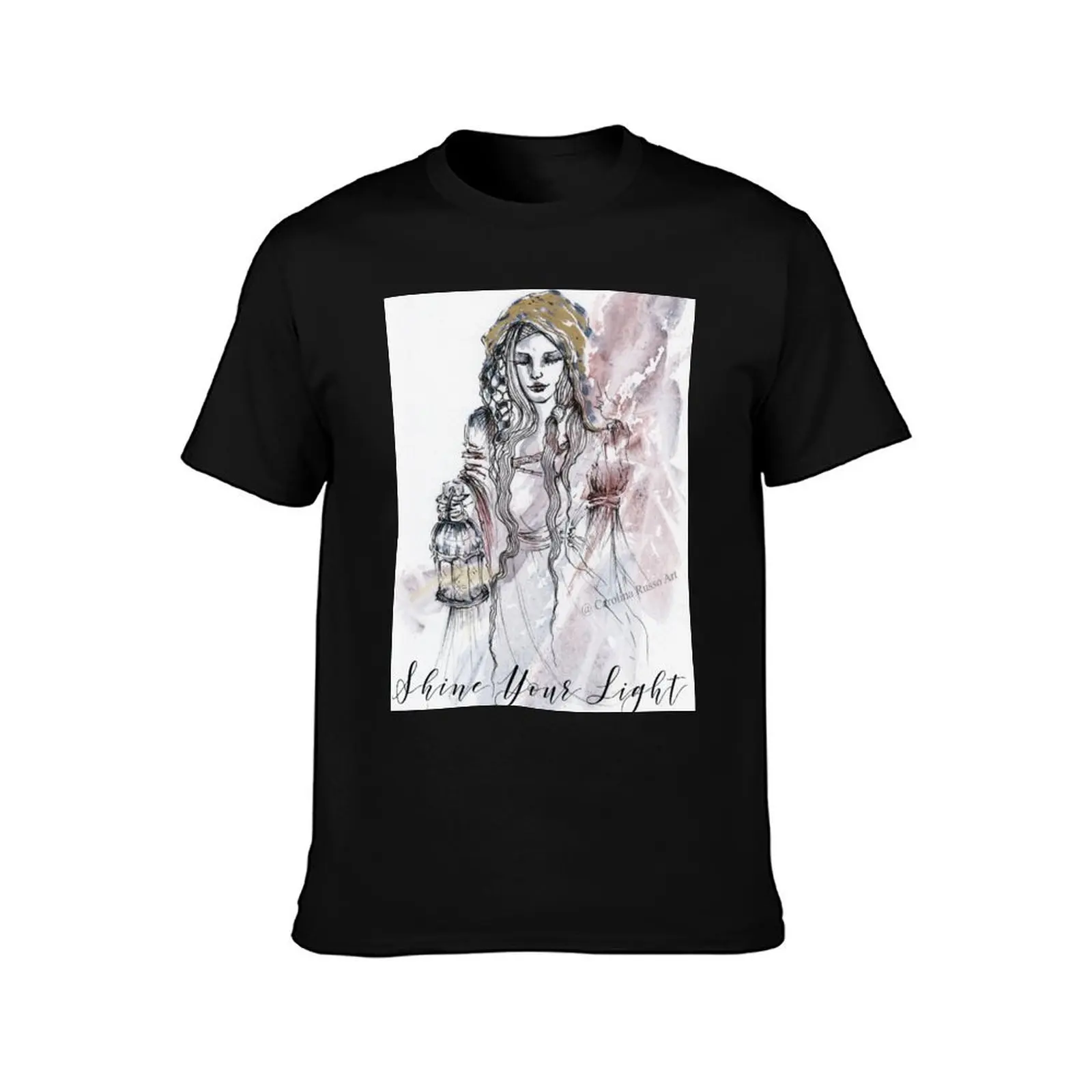 Shine Your Light T-Shirt Summer Casual Cotton Tee Oversized Streetwear Tops Vintage Graphic Print Loose Fit Short Sleeve