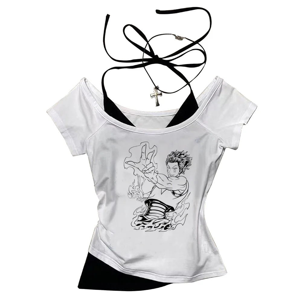 Hunter x Hunter cropped top women vintage meme manga top tees jojifuku summer anime gyaru