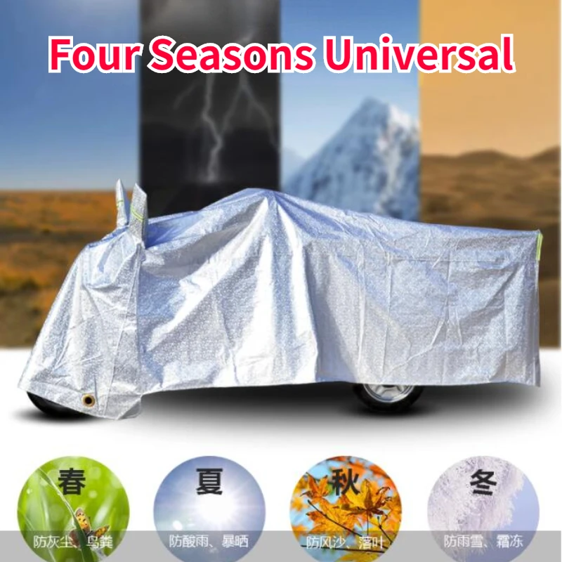 Sarung sepeda roda tiga listrik antiair, S-3XL tebal Universal, penutup sepeda motor tahan debu tahan matahari luar ruangan dalam ruangan