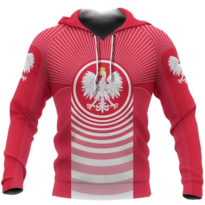 Polish Flag Badge Hoodies Men Graphic 3D Printed Polish Spirit Totem Pattern New in Hoodies & Sweatshirts Hip Hop Pullover Tops