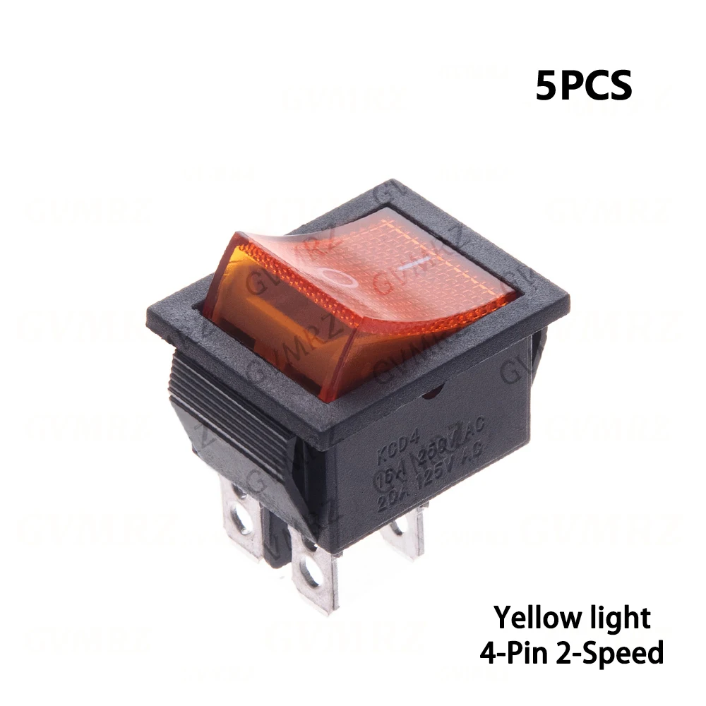1PCS 5PCS 10PCS KCD4-202 Integrated circuit 4Pin 25*31 Power Switch With Light 25x31mm 20A 125VAC Rocker Switch 25x31 16A 250VAC