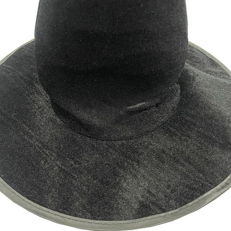 Sombrero de bruja de Halloween brillante para niñas y mujeres, accesorio de disfraz de fiesta de Cosplay negro, sombrero puntiagudo de ala ancha, sombrero de mago