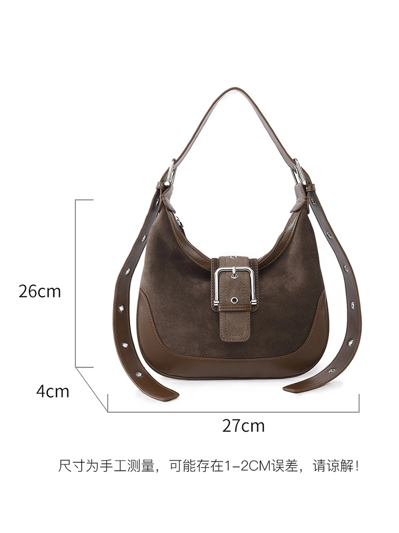 

Дизайнерские сумки через плечо, женские осенне-зимние новые винтажные замшевые мотоциклетные сумки с пряжкой из натуральной кожи, крутые сумки для подмышек для девочек