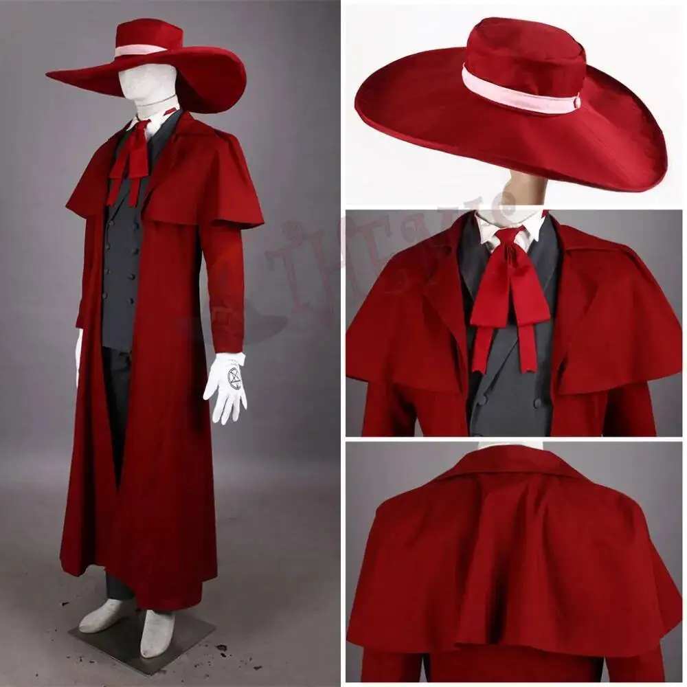 New Vampireng Hunter Cosplay Hellsing Alucardes Cosplay Costumes Coat Hat Wig To Choose For Game Party Halloween Custom Made - view 3