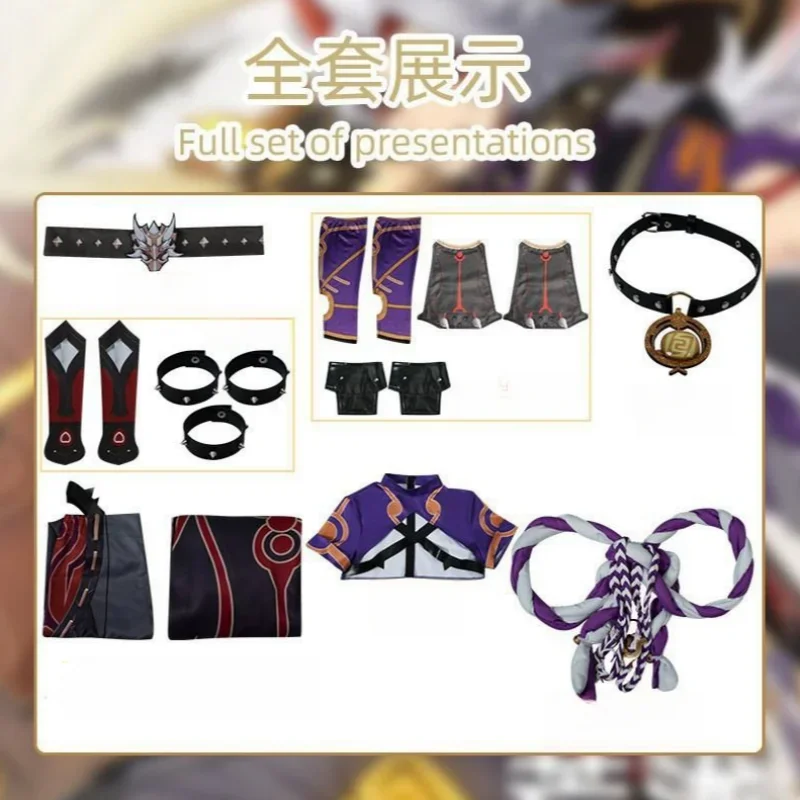 Arataki Itto Kostum Cosplay Permain Genshin Dampak Kostum tempur Set permainan Anime Kostum pesta karnaval Halloween