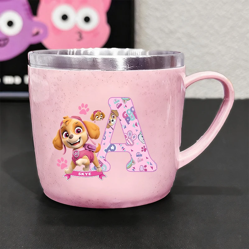 PAW Patrols Trinkbecher für Frauen, 304 Edelstahlbecher mit Griff, Kaffee-Milch-Tasse, Tee-Trinkflasche, Rosa Geschenk für Zuhause
