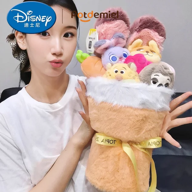 

Kawaii Disney Potdemiel Eternal Flower Zootopia Nick Judy Hopps Lightning Soft Plush Doll Sweet Couple Anniversary Gift For Girl