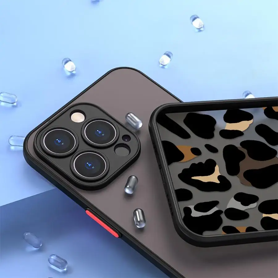 Custodia morbida per Apple iPhone 12 13 11 Pro Max 15 16 14Plus XS Max 7 8 13 Mini Leopard Art