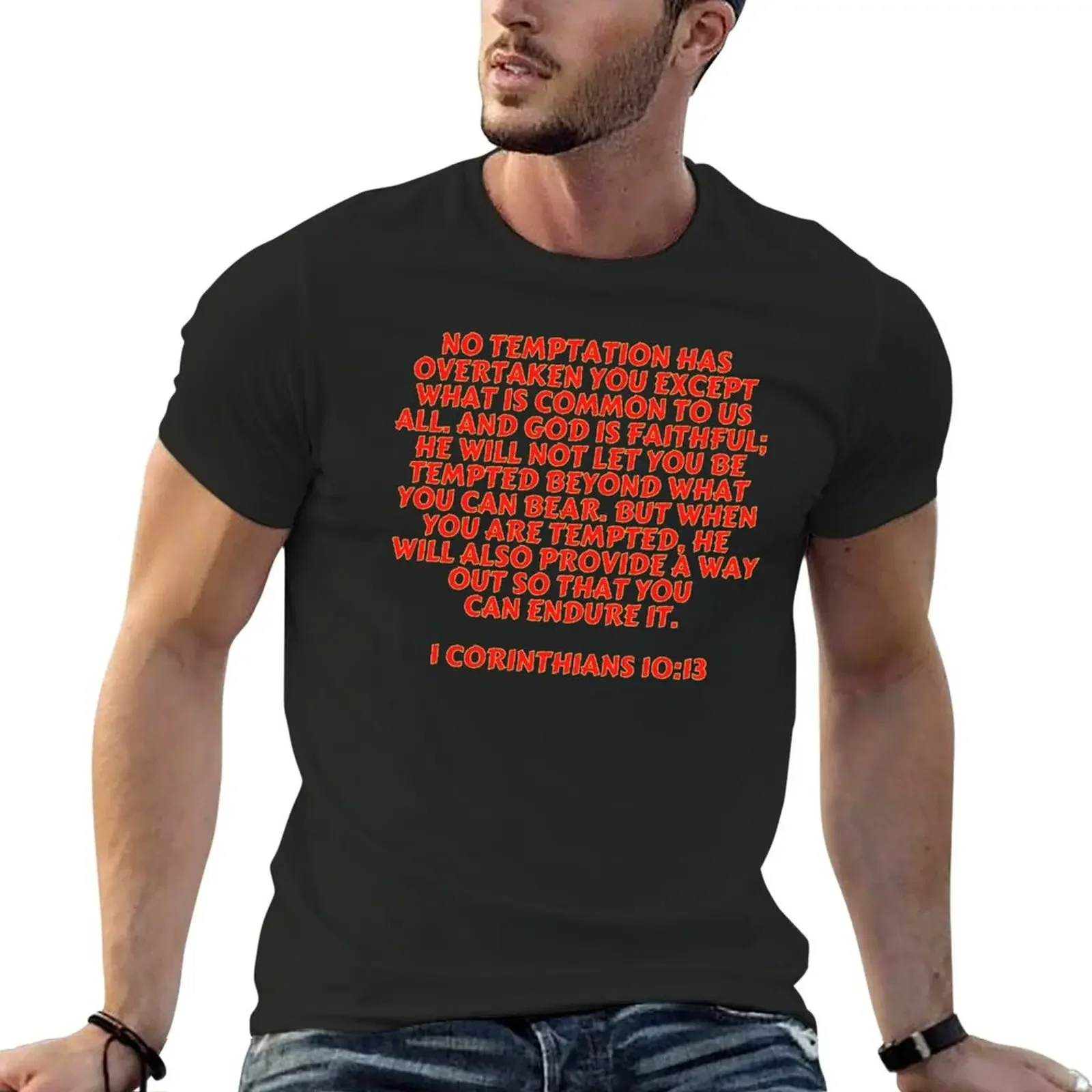 Bible Verse 1 Corinthians 10:13 T-Shirt anime t shirts rapper graphic tees for a boy summer top mens t shirts casual stylish