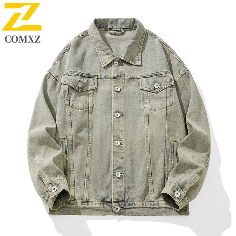 

COMXZ Мужская джинсовая куртка Винтажная куртка для осмотра достопримечательностей для рыбалки Высококачественные простые куртки для парковых посетителей Классические магазины Пальто для пикников