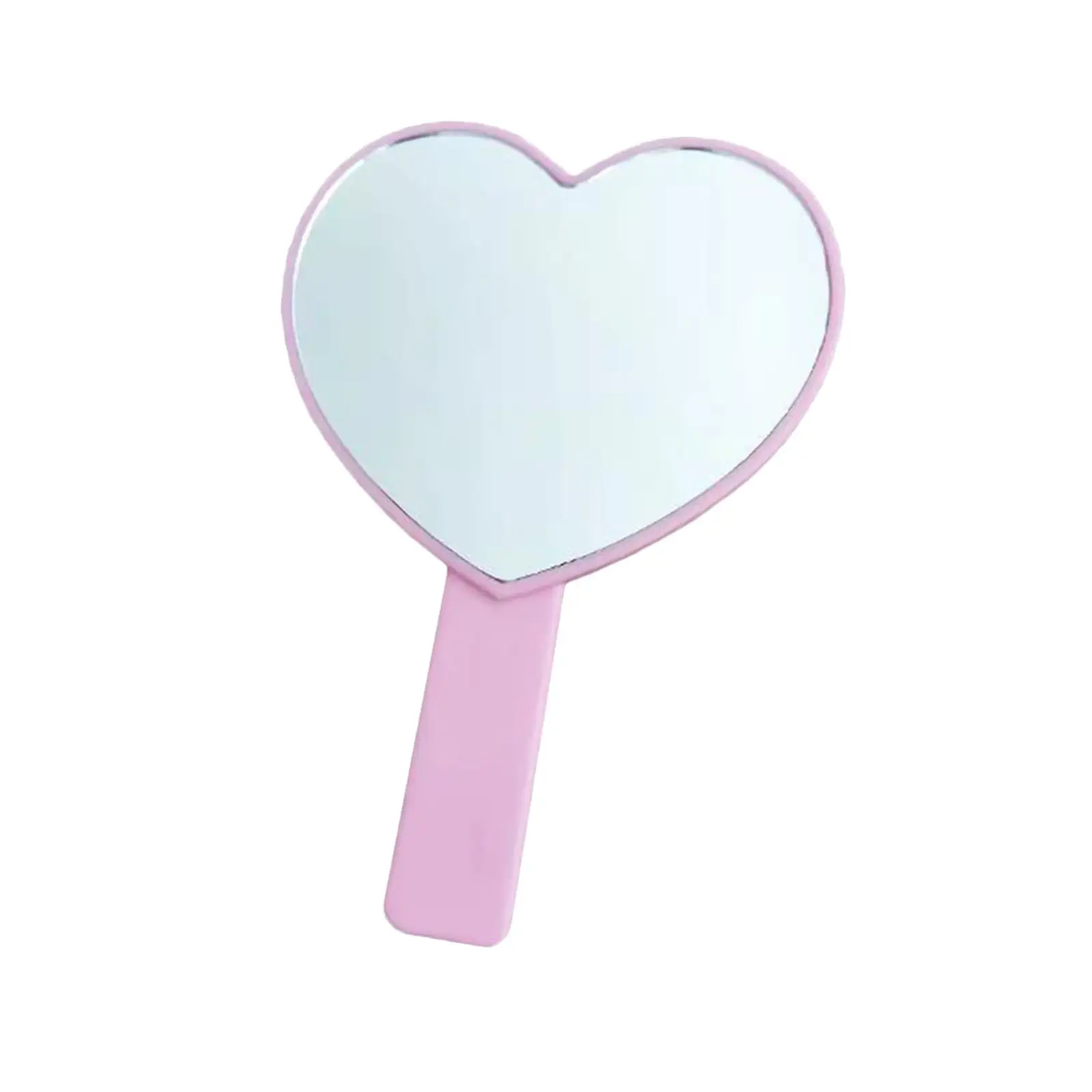 Coração Shaped Handheld Glass Mirror, Single-Sided, funciona ótimo para jogar, bonito