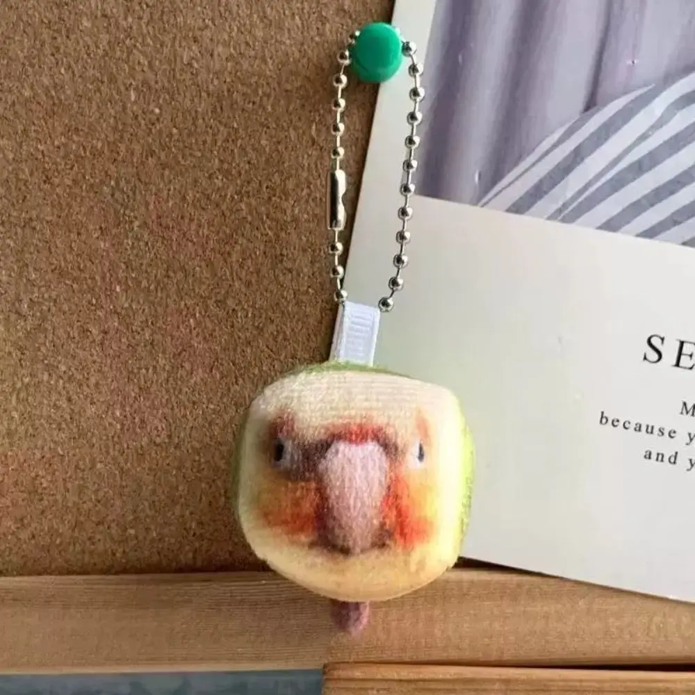 Bag Charm Plush Parrot Keychain Hanging Keyring Kawaii Soft Square Parrot Pendant Simulation Mini Parrot Cube Plush Keychain