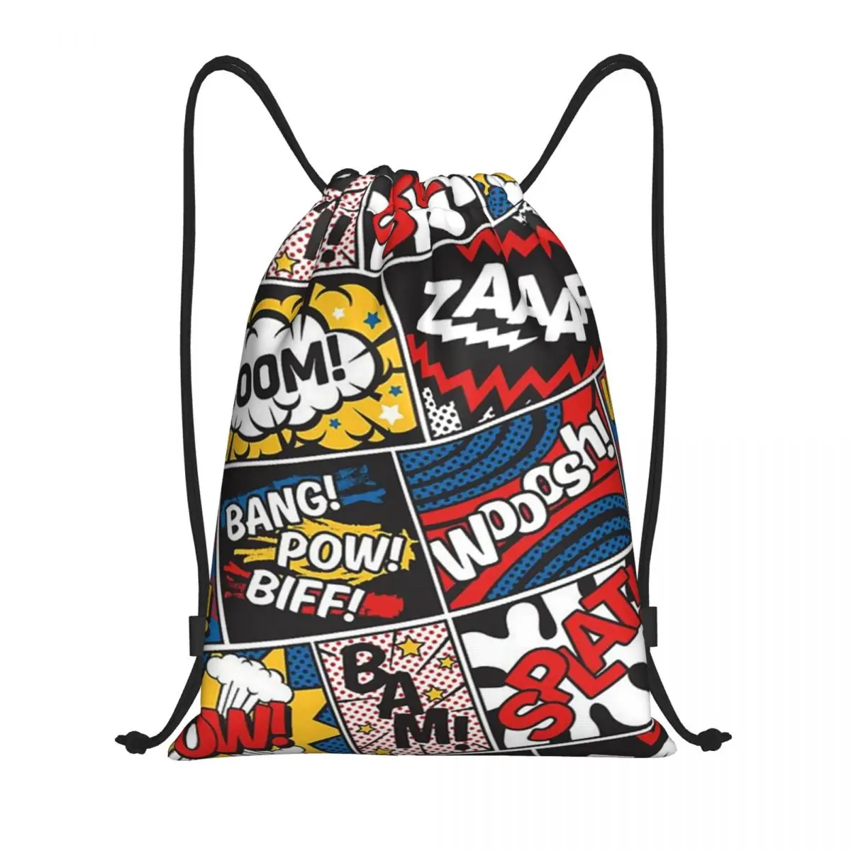 Comic Book Superheroes Pattern Drawstring Bag Women Men Portable Sports Gym Sackpack Shopping Backpacks