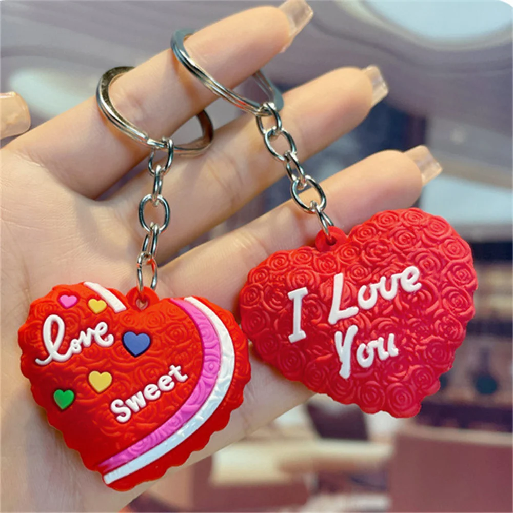 Red Heart-shaped Keyrings Large Sweet Love Car Keychains High-quality PVC Bag Pendant Decoration Creative Friends Couple's Gift