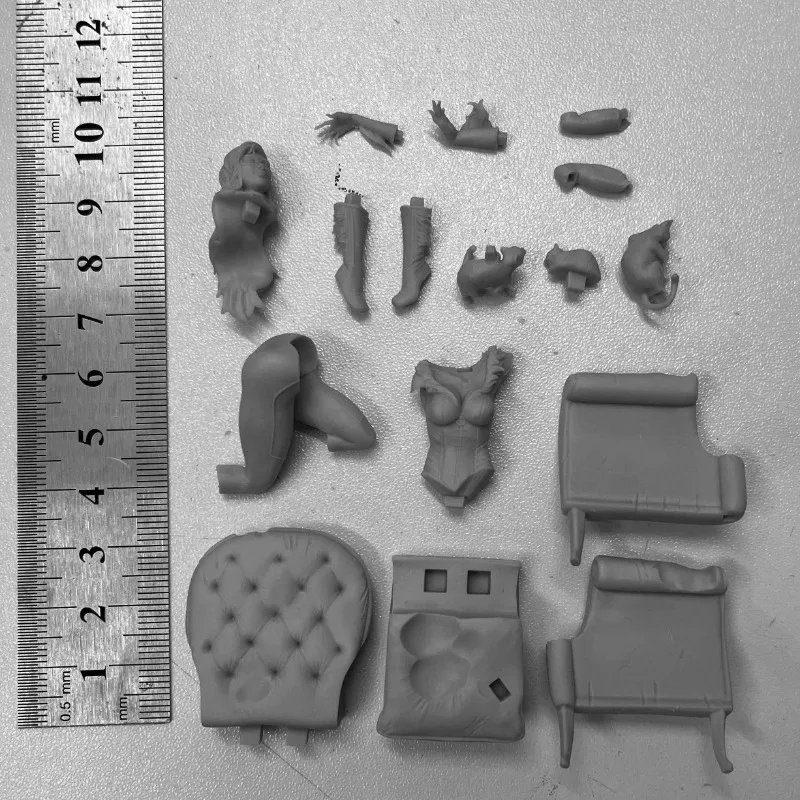 1/24 Scale Resin Figure Model Kit Cat Girl and Sofa Fantasy Miniature DIY Toy Diorama Unassembled and Unpainted Free Shipping