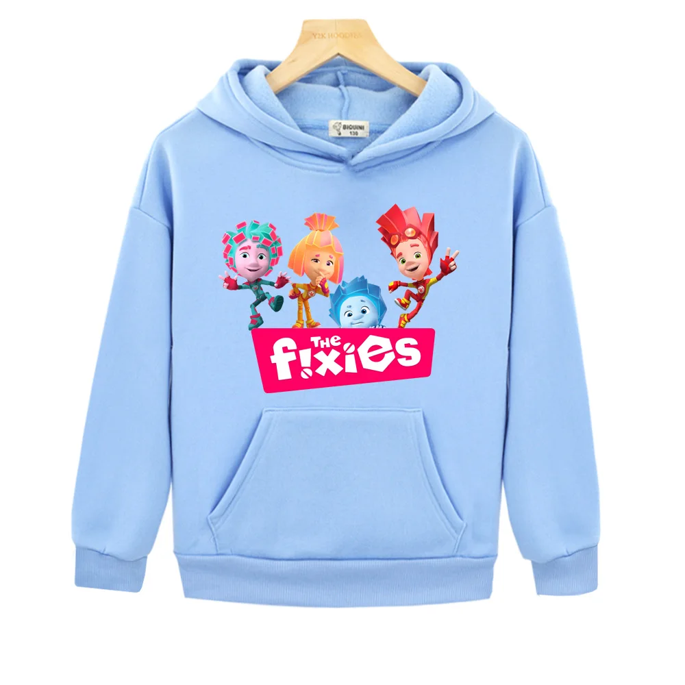 the fixies Kids Girls Spring Autumn Sweatshirts Clothes Boys Coat Cartoon Hooded Children Long Sleeve Hoodies Fleece With Hooded