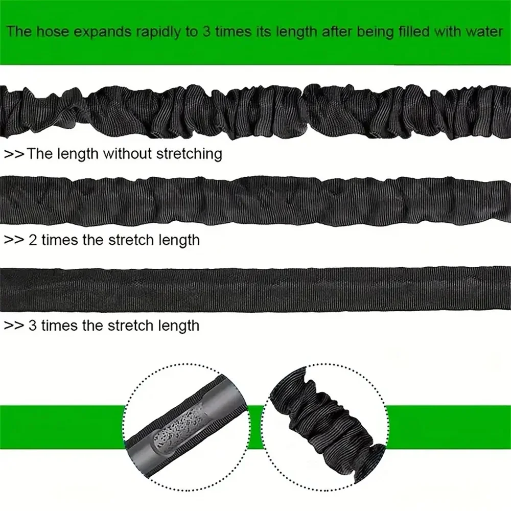 المنزلية 1 قطعة ارتفاع ضغط حديقة تلسكوبي انبوب ماء 25FT 50FT 75FT 100FT 125FT حديقة انبوب ماء غسيل السيارات مدفع المياه سيارة #5