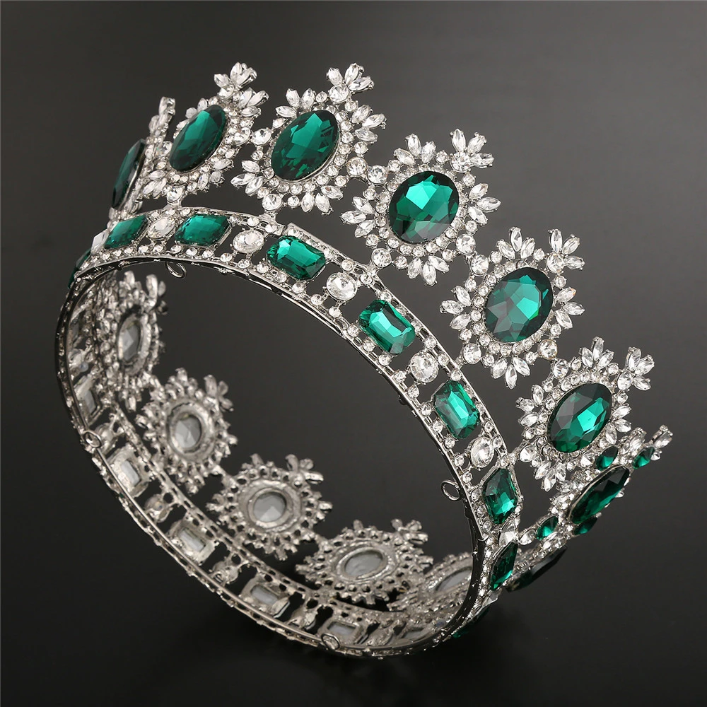

European Style Bride Crown Retro Round Baroque Full Crown Wedding Accessories