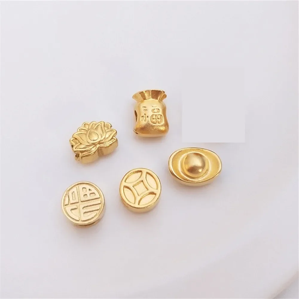 Strong color Vietnam sand gold ingot bao fu word money bag copper wire lotus bead pendant DIY bracelet transfer bead accessories