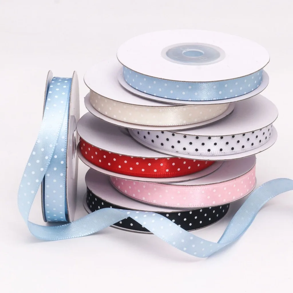 Gift Packaging Ribbon Neat Stitching Diy Bow Ribbon Polka Dot Satin Ribbon Wear-Resistant For Clothing Edging Hats Decoration