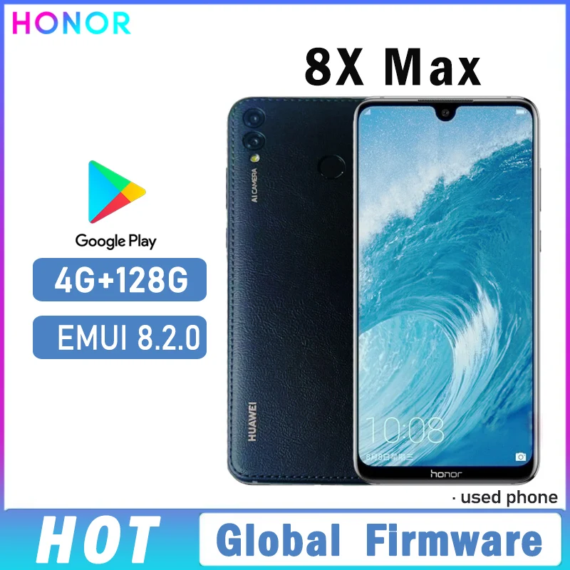 HONOR 8X MAX Smartphone Global firmware EMUI 8.2.0 7.12 inches 5000mAh battery CPU Snapdragon 660 Dual SIM used phone