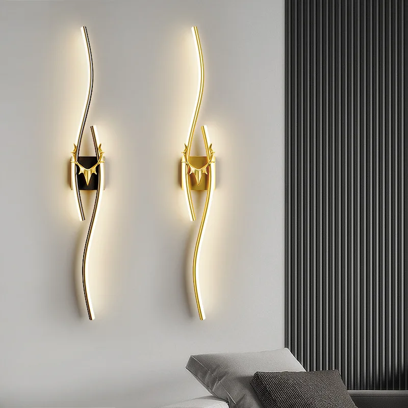 

Creative Long Luxury Wall Lamp for Living Room TV Background Wall Grille Minimalist Modern Staircase Bedroom Bedside Light