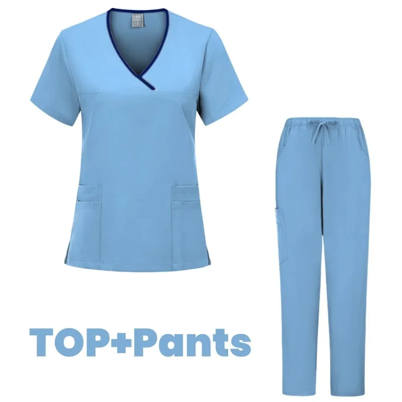 Scrub medico slim fit Uniforme da donna Set di scrub Accessori infermieristici Abiti per chirurgia ospedaliera Clinica odontoiatrica Salone di bellezza Abbigliamento da lavoro