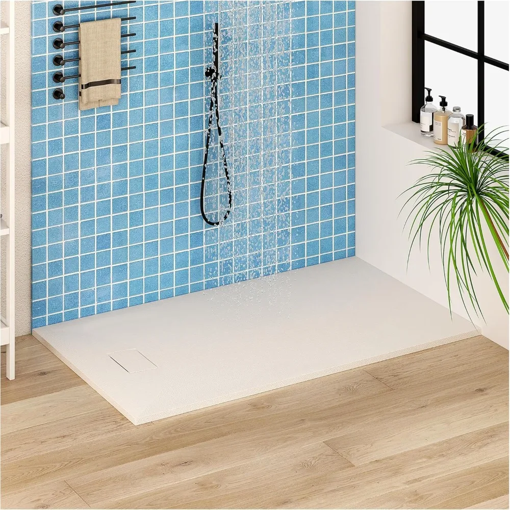 

Shower Base, for Bathroom Assembly/Left&Right Drain, Non-Slip Shower Pan 60"x 36"White SMC Shower Tray