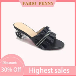 FABIO PENNY 2024 New Women's shoes Lady's high heels for dinner party Transparent square heel Ladies sandals