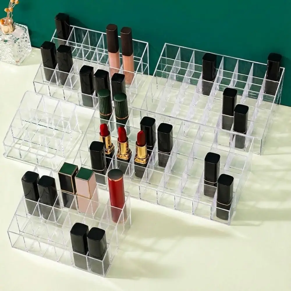 New 9/24/36 Grid Lipstick Storage Box Clear Large Capacity Lipstick Case Save Space Acrylic Lipstick Display Stand Home