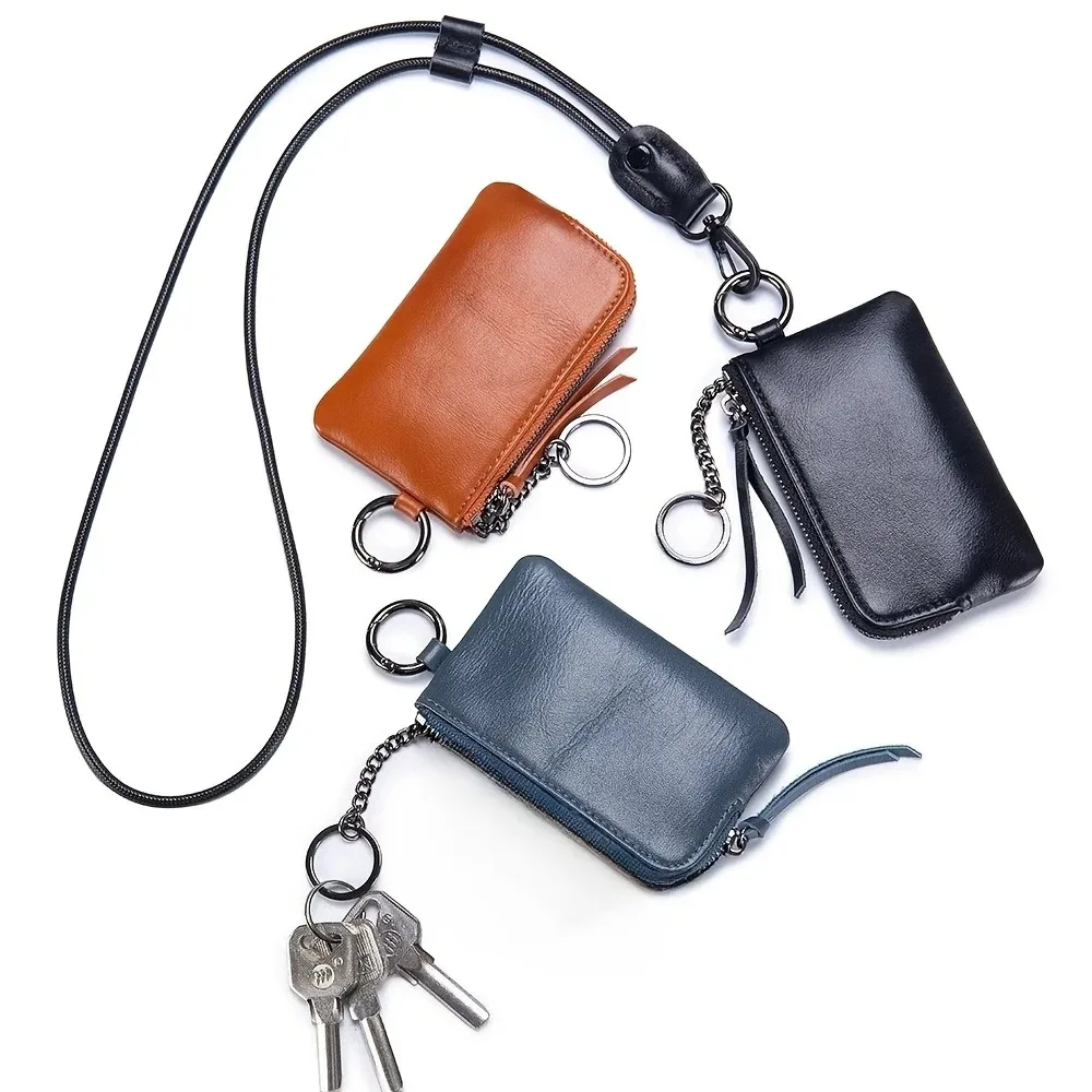 1pc Faux Leather Neck Wallet / Mini Coin Purse Keychain Card Holder / Soft Compact Travel Essential / Perfect Gift for Women