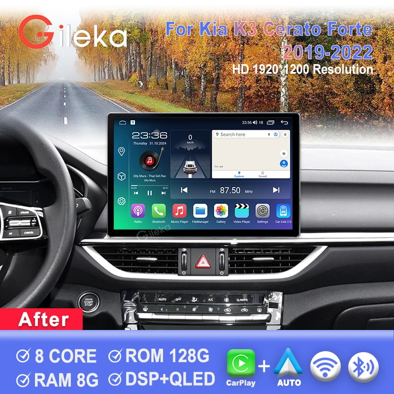 

13.1 Inch For Kia K3 Cerato Forte 2019-2022 Car Radio Carplay Android Auto Multimedia Player GPS WiFi