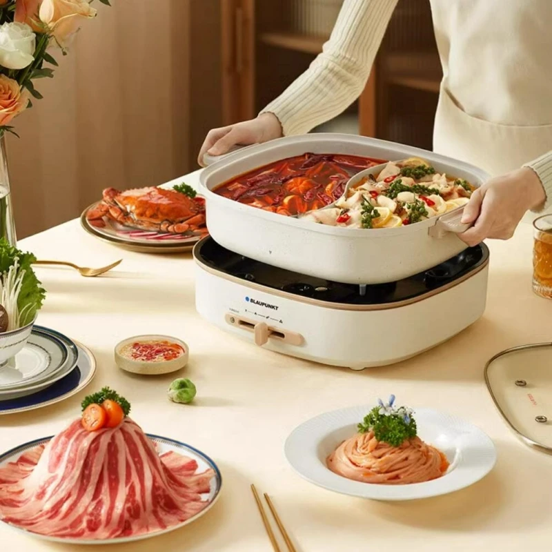 BLAUPUNKT 220V Split Double Flavour Electric Hotpot Household Multifunctional 6L Electric Cooker 1600W Electric Hotplate