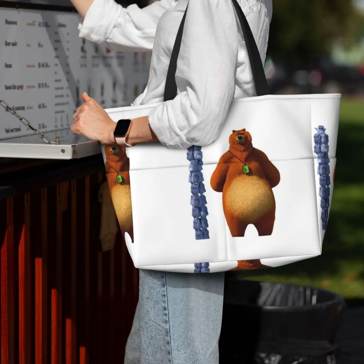 Grizzy And The Lemmings Funny Happy Cute Cartoon Beach Tote Bag Sport Gym Yoga Duffle Large Tote Bag Women Travel Bag
