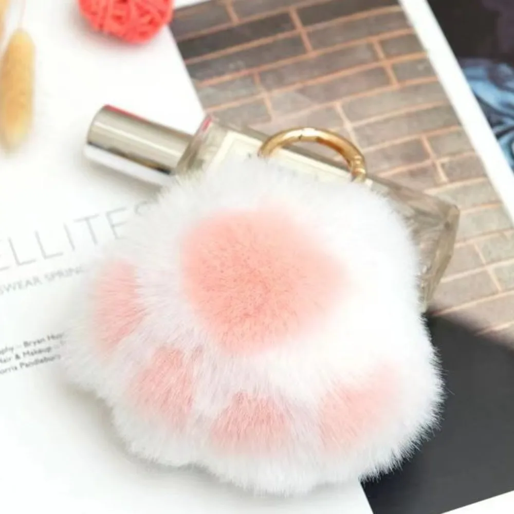 Stuffed Animal Cat's Paw Fur Keychain Love Pompom Cat's Paw Stuffed Keyring Car Trinket Furry Doll Plush Cat's Paw Pendant