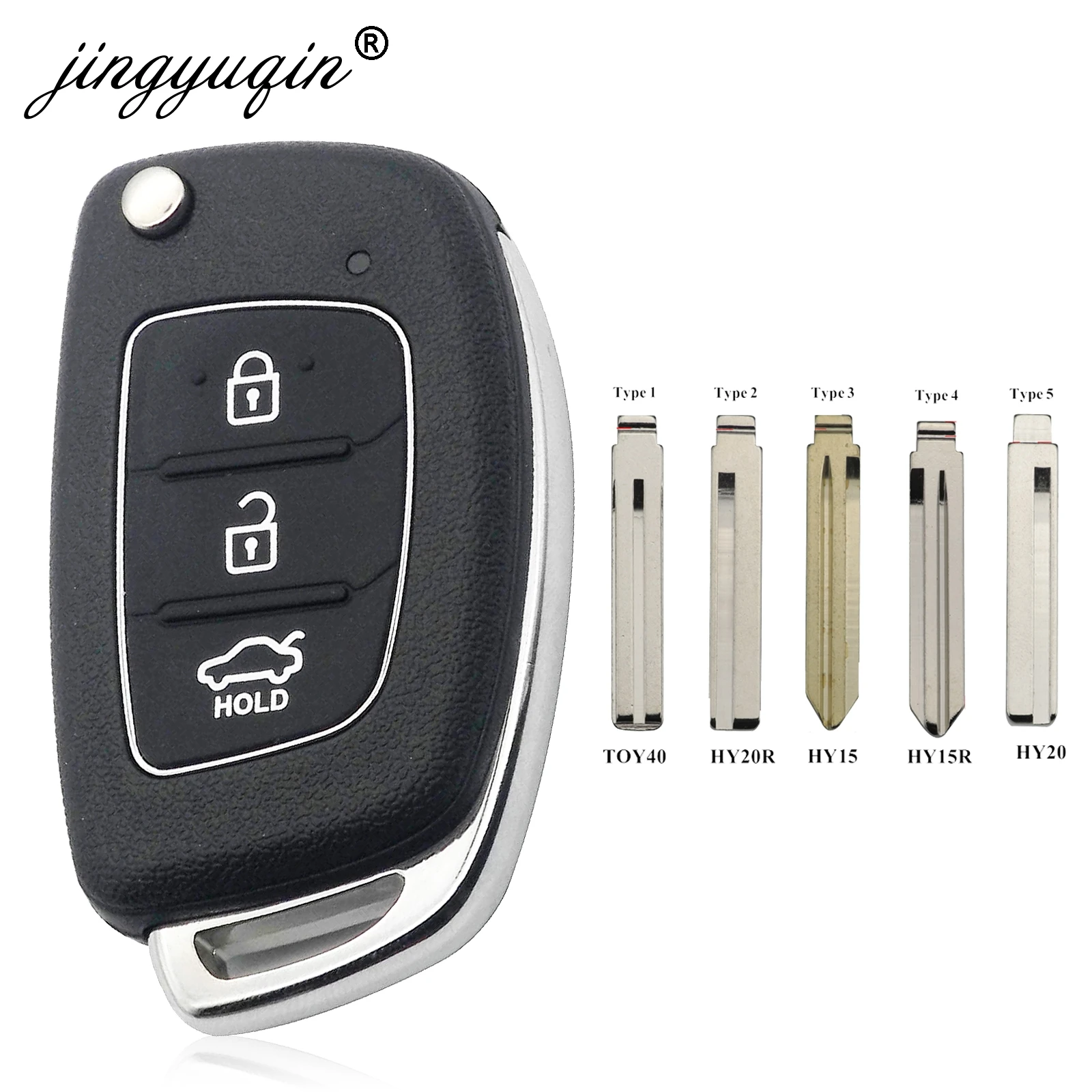 jingyuqin 10X HY15/HY20/TOY40 Flip Remote Key Shell Fob For Hyundai Solaris ix35 ix45 ELANTRA Santa Fe HB20 Verna Solaris 3BT