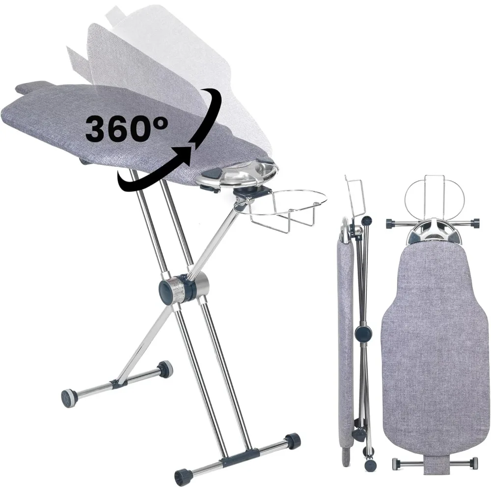 Full Size Torso-Shaped Ironing Board with 8-Level Height Adjustment, Rotatable and Detachable Features