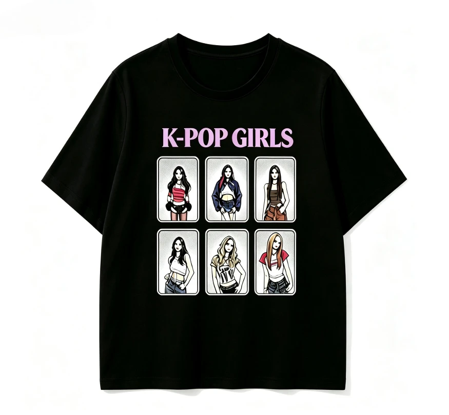 Summer fashion 3D character pattern printing T-shirt casual street top K-POP style