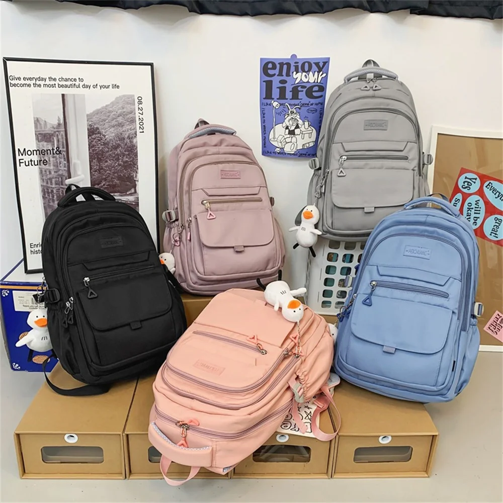 Mochila escolar de gran capacidad para estudiantes, bolso Ulzzang de Color sólido para hombres y mujeres, mochila para computadora portátil de viaje para acampar, compras, novedad