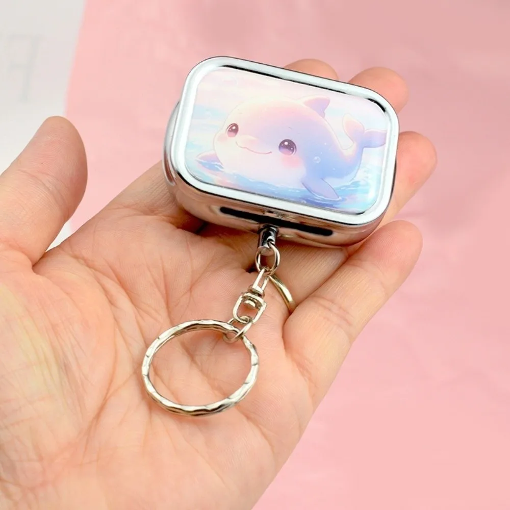 Cartoon Pillbox Keychain Pendant Portable Metal Jewelry Storage Box Rectangular Movable Compartment Keychain Pill Holder - view 4