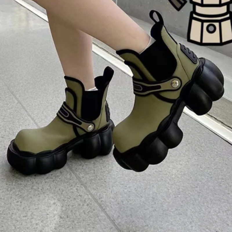 Autumn/Winter 2023 New Platform Raised Chelsea Chimney Boots Chunky Heel Muffin Soles Sweet Cool Ankle Boots Platform Boots